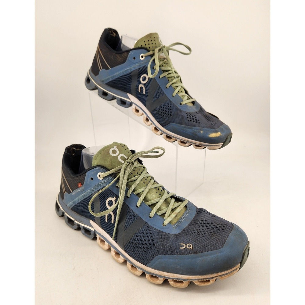 On Cloudflow Running Shoes Mens 9.5‎ Blue Green CloudTec Lightweight Sneakers